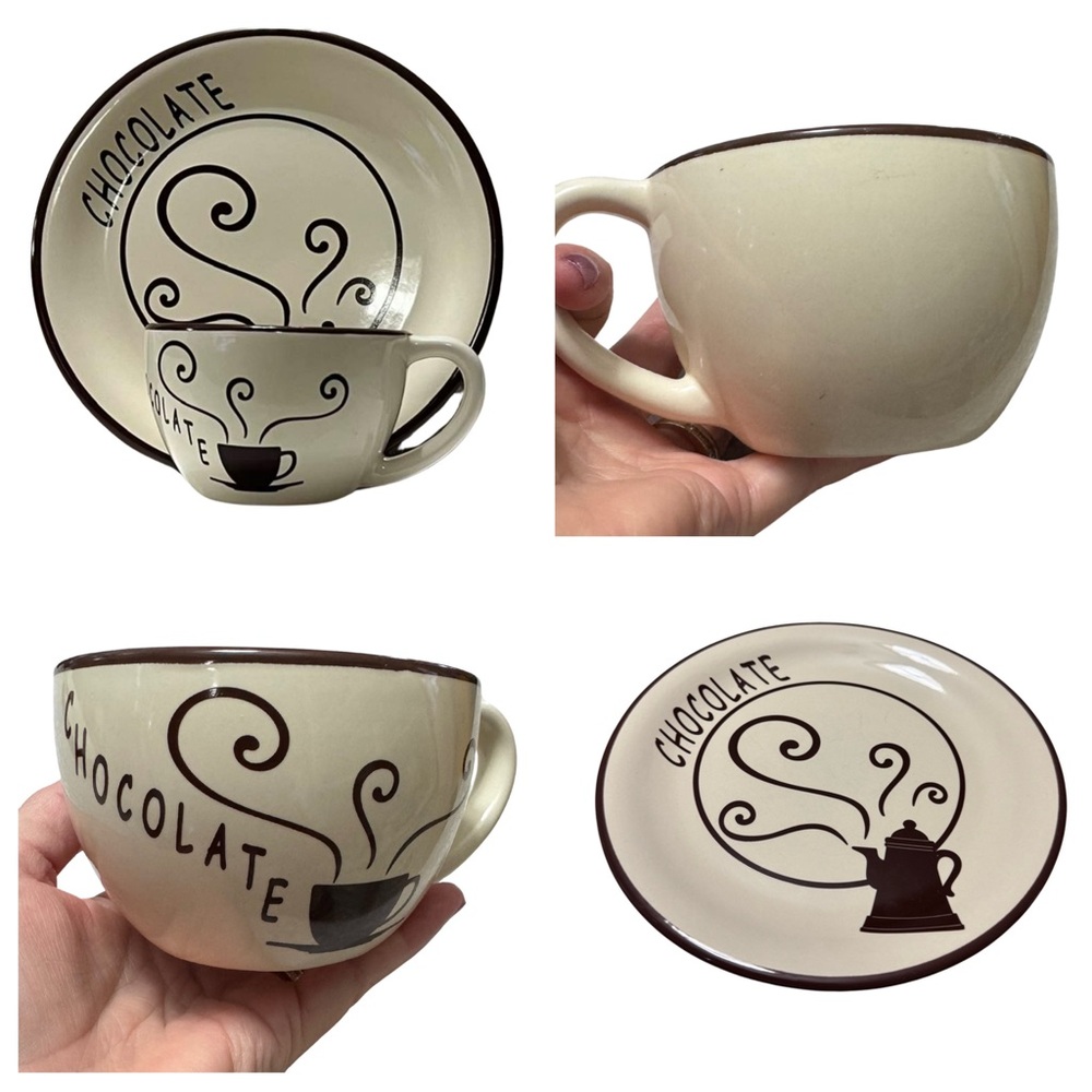 2 piece set - Chocolate Design Cup & Saucer Set